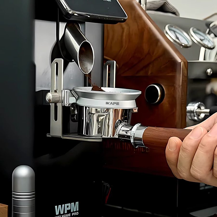 IKAPE Espresso-Magnet-Dosiertrichter mit Siebträger in Silber, kompatibel mit 51 mm, 54 mm und 58 mm Sieben, aus Edelstahl - Bild 2