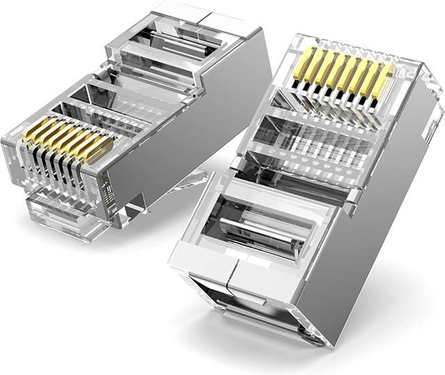 DBcable RJ45-Kristallkopf Cat5e Einzelschirmter Ethernet LAN Stecker mit Vergoldung, 100 Stück - Bild 1