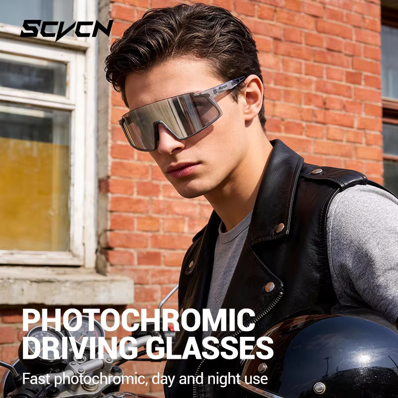 SCVCN Photochrome Sportsonnenbrille, Vollrand, Kunststoff, Unisex - Bild 3