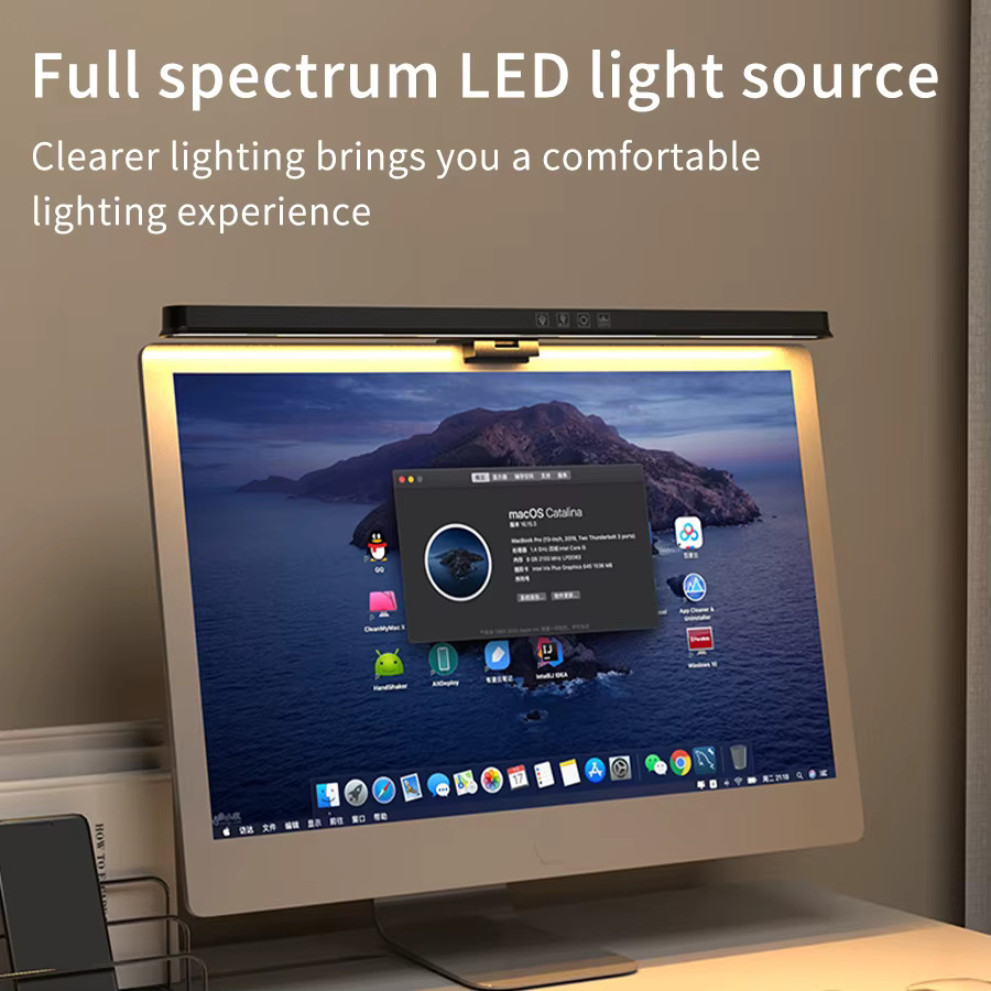 MeeToo RGB LED Monitor Licht Bar in Schwarz, dimmbare USB Schreibtischlampe für Gaming, Arbeit und Lesen, Breite: 51 cm - Bild 6