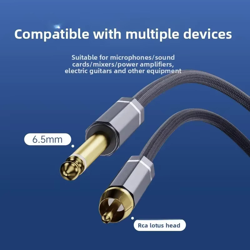 RCA auf 6,35 mm Audiokabel in Grau für Mixer und Audiogeräte - Bild 2