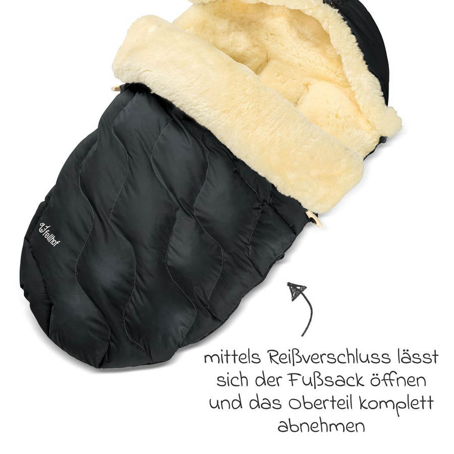 Fellhof Lammfell-Fußsack Winterberg für Buggy, Sport- und Kinderwagen in Schwarz - Bild 5