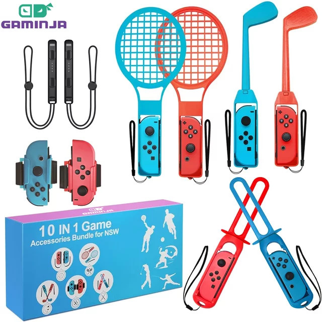 10-in-1 Sportzubehör-Set für Nintendo Switch und Nintendo Switch OLED in Multicolor mit Golfschlägern - Bild 1