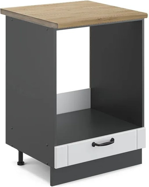 Vicco Herdumbauschrank Fame-Line in Weiß und Anthrazit mit Eichen-Optik im Landhausstil, B/T/H: 60 x 60 x 82 cm - Bild 1