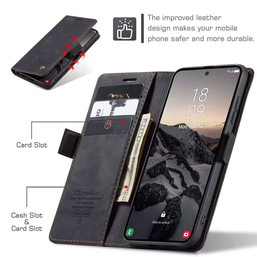 Luxuriöse Leder-Brieftasche Handyhülle für Samsung Galaxy S26 Ultra, S25 FE und S26 Plus in Blau mit Kartenfächern und Standfunktion - Bild 4