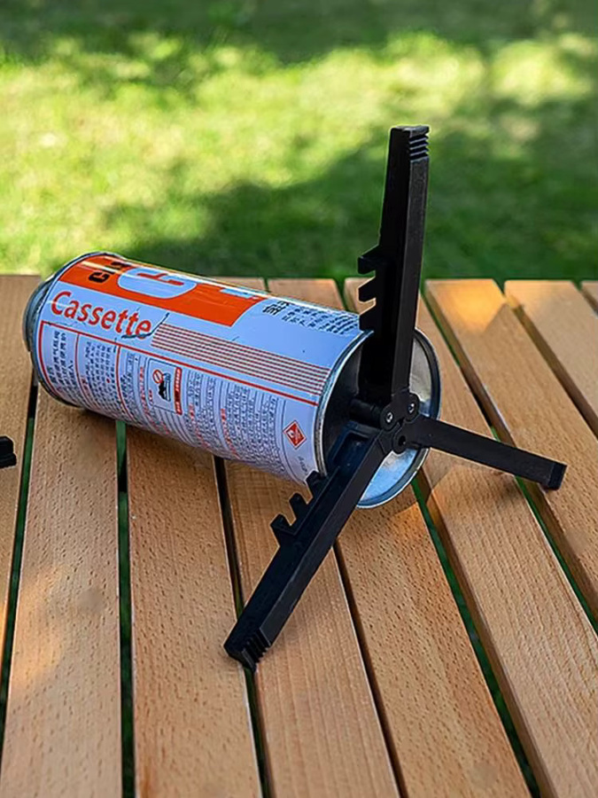 Pandatour Outdoor Camping Gaskartuschen-Halterung in Schwarz mit Stativ und Kippschutz für Gaskocher - Bild 4
