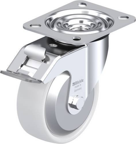 Blickle Lenkrolle mit Feststeller LE-PPN 100G-FI-FA in Silber, Rad-Durchmesser: 10 cm, Tragfähigkeit: 150 kg - Bild 1