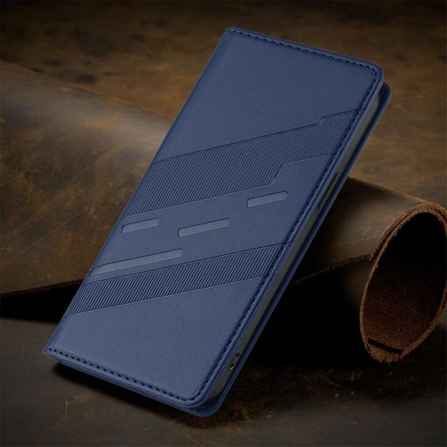 Lederhülle für Nokia HMD Pulse Pro in Blau mit Kartensteckplatz als Flip-Brieftasche - Bild 1