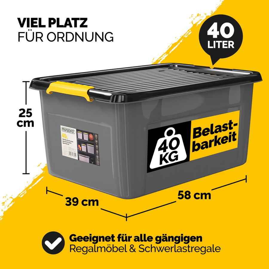 Stapelbare Aufbewahrungsbox von MONZANA in Grau/Anthrazit, B/T/H: 58 x 39 x 25 cm - Bild 2