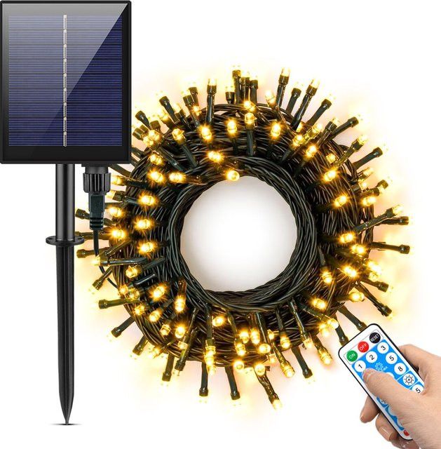 MALITAI Solar LED Feen-Lichterkette für den Außenbereich mit 8 Modi, USB-Aufladung und Fernbedienung, wasserdicht für Garten, Balkon und Terrasse - Bild 1