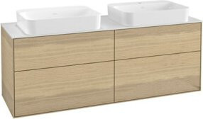 Villeroy & Boch Waschtischunterschrank Finion mit Wandbeleuchtung, Eichenfurnier und Glas in Weiß, B/T/H: 160 x 60,3 x 50,1 cm - Bild 1