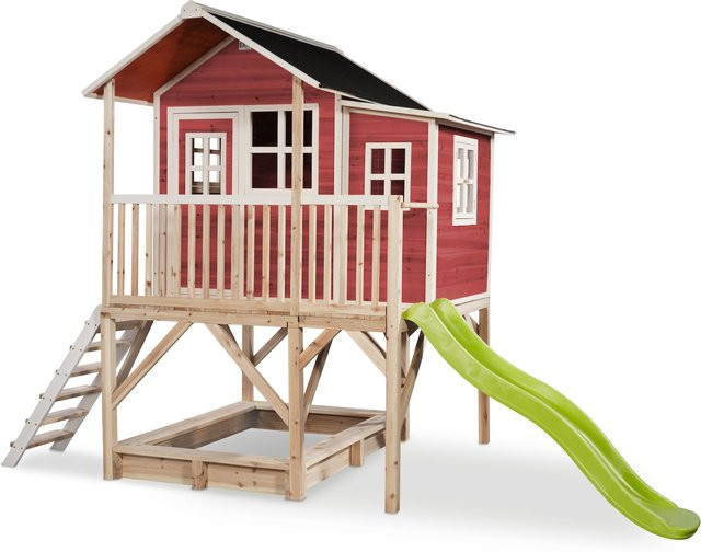 EXIT Toys Loft 550 Holzspielhaus Spielturm, rot, B/H/T: 190 x 253 x 382 cm - Bild 1