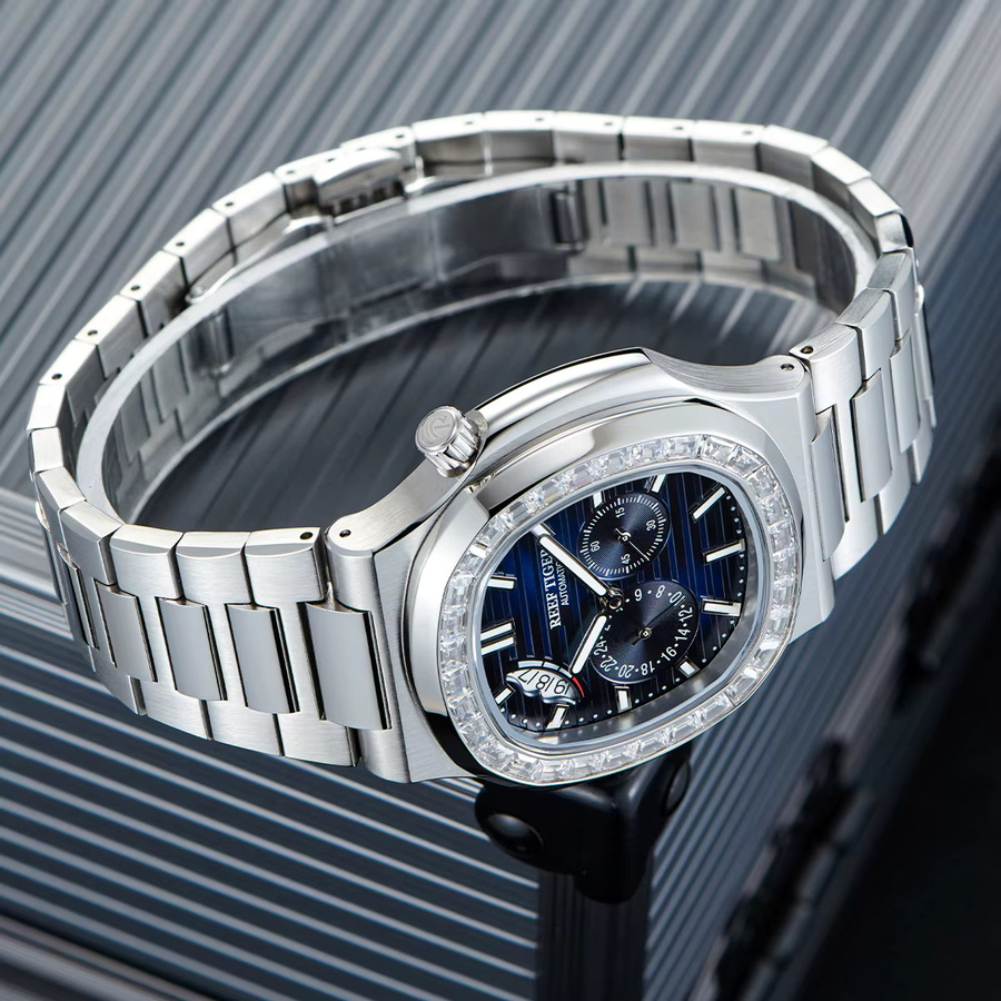 Reef Tiger Armbanduhr, Automatik, Edelstahl, Diamant, Herren, Blau - Bild 3
