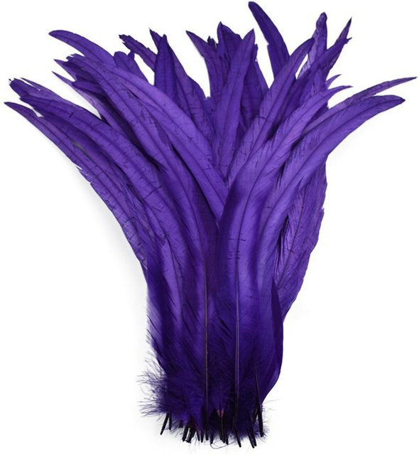 100 Stück Natur-Hahnenfedern in Violett für Bastelarbeiten, DIY-Dekoration und Kopfschmuck, Länge: 35-40 cm - Bild 1