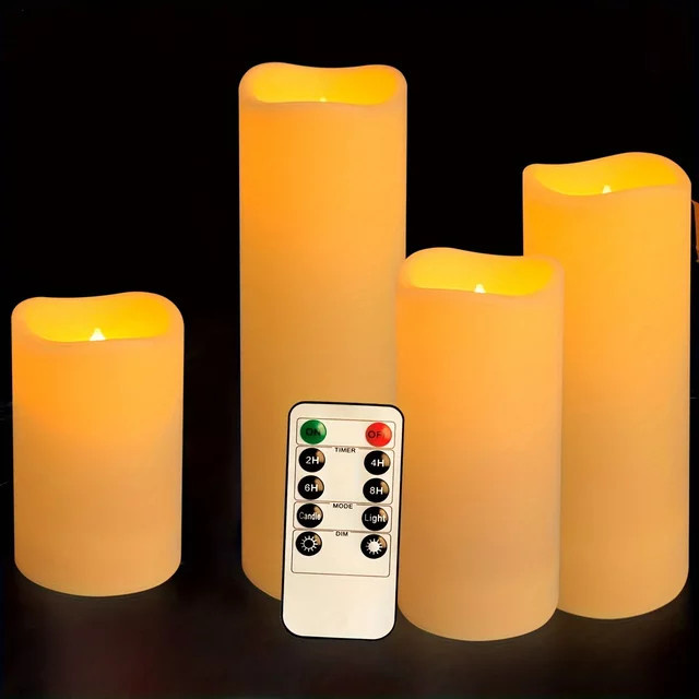 FPOO Flammenlose LED-Stabkerzen in Weiß mit Fernbedienung und Timer, wasserdichte batteriebetriebene Kerzen für Innen und Außen - Bild 1