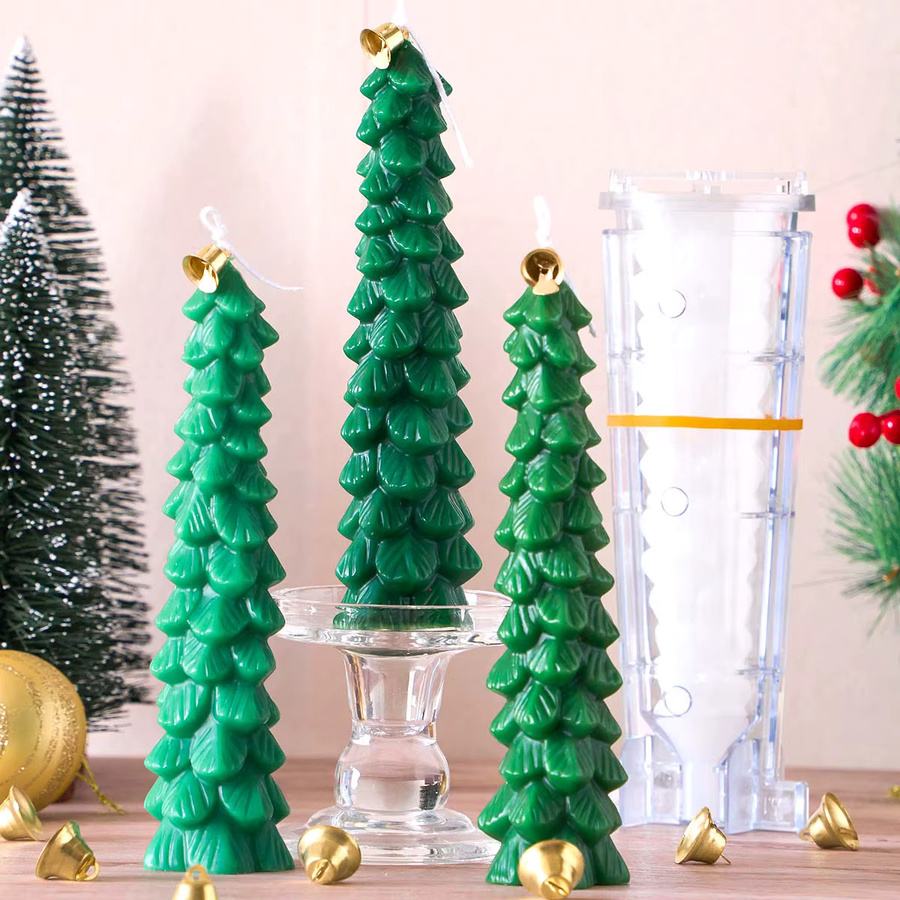 Silikonform Weihnachtsbaum-Kerzen mit Kunststoff-Außenfutter in Grün von UDOCOOL zum Basteln von Kerzen, Seife und Aromath - Bild 3