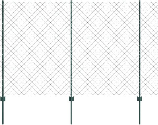vidaXL Zaun mit Pfosten Grün aus Stahl und PVC, Höhe: 160 cm, Länge: 25 m - Bild 1