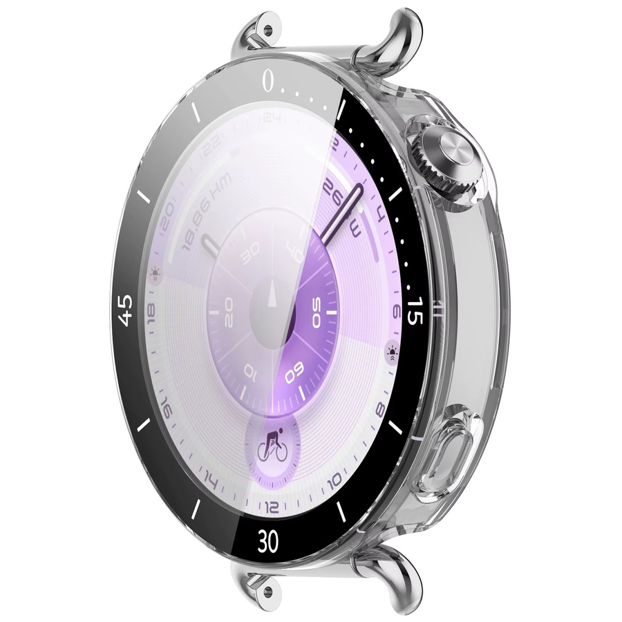 Huawei Uhrenzubehör, Glasfolie und Hülle für Huawei Watch GT6 41 mm, Silikon, transparent, Silber - Bild 2