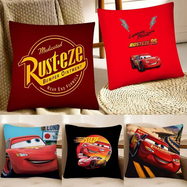 Rastar Kissenbezug Lightning McQueen Cartoon Auto in Rot, quadratisch, Breite: 35 cm, Höhe: 35 cm - Bild 1