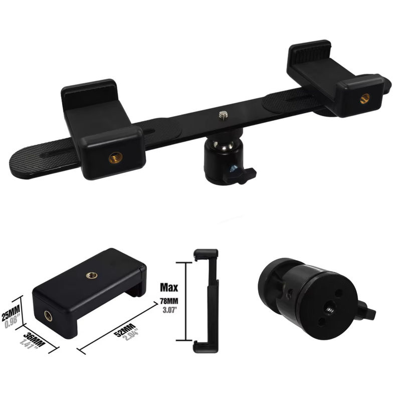 VeFly Dual-Blitzhalterung mit gerader Verlängerungsstange für Blitzstativ, DSLR-Kamera und LED-Beleuchtungsständer, Schwarz - Bild 4