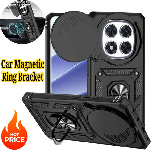 Heavy Duty Magnetische Ring Handyhülle für Xiaomi Redmi Note 15 14 13 Pro Plus 5G in Schwarz mit Anti-Drop Schutz und Objektiv-Abdeckung - Bild 1