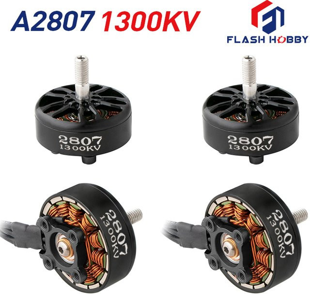 Flash hobby bürstloser Motor A2807 2807 1300kv 6S für FPV Freestyle 7 Zoll Langstrecken Drohnen in Schwarz - Bild 1