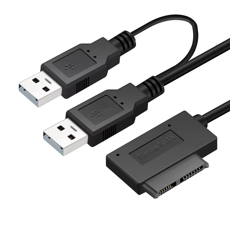 OULLX SATA zu USB 2.0 Adapterkabel für Laptop Slimline CD/DVD ROM Laufwerke, Schwarz - Bild 2
