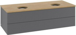 V&B Antao Waschtischunterschrank mit Frontstruktur und LED-Beleuchtung, Anthrazit lackiert, B/T/H: 120 x 36 x 50 cm - Bild 1