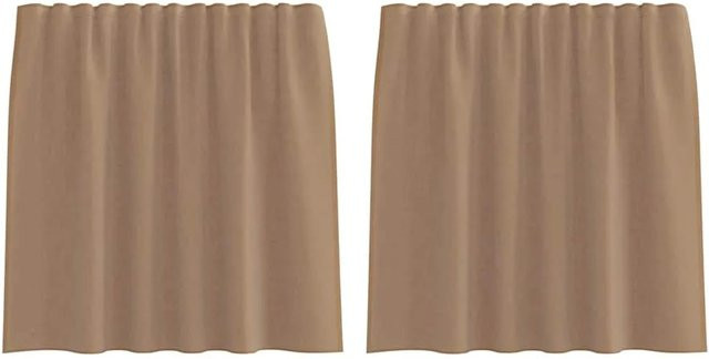 vidaXL Voile Vorhänge mit Stangentaschen, 2er Set, Hellbraun, semi-transparent, Breite: 140 cm, Höhe: 140 cm - Bild 1