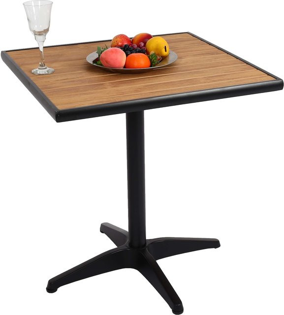 Gartentisch MCW J95 aus Aluminium in Holzoptik, Schwarz und Teak Braun, B/T/H: 70 x 70 x 74 cm - Bild 1