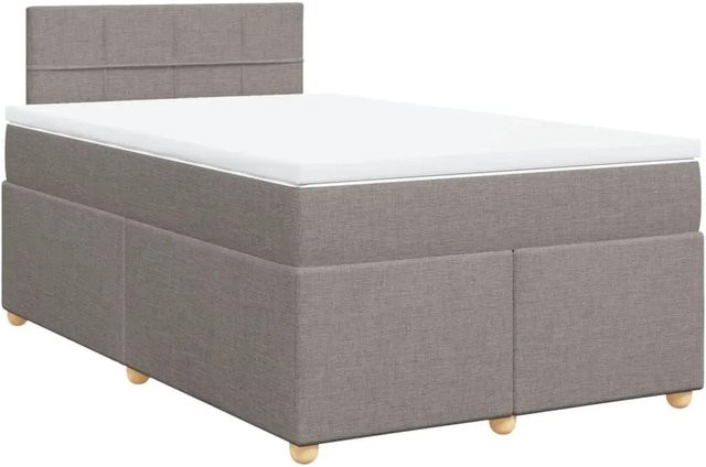 vidaXL Boxspringbett mit Matratze in Taupe, Hybridbett mit USB-Ladeport und Unterbettbeleuchtung, B/T: 120 x 190 cm - Bild 1