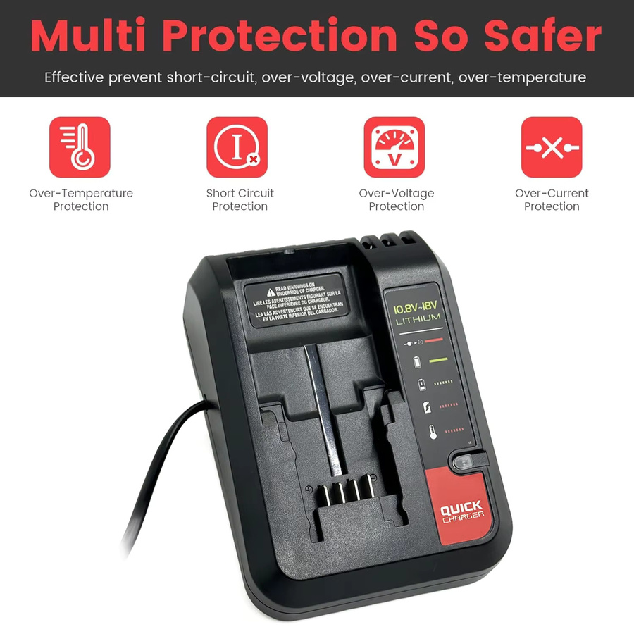 Black And Decker Lithium-Ionen Akku-Schnellladegerät 2A für 10,8-18V Werkzeuge, kompatibel mit LBXR20 und LBXR20B - Bild 5