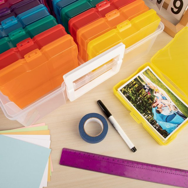 16 stapelbare Kunststoffbehälter für Fotos und Bastelarbeiten in Multicolor, säurefreie Aufbewahrungsboxen - Bild 1