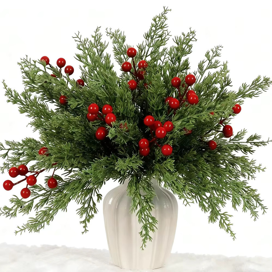 Künstliche Stechpalme mit roten Früchten in Rot und Grün für Weihnachtsdekoration, Hochzeiten und Kränze von yusheng - Bild 4