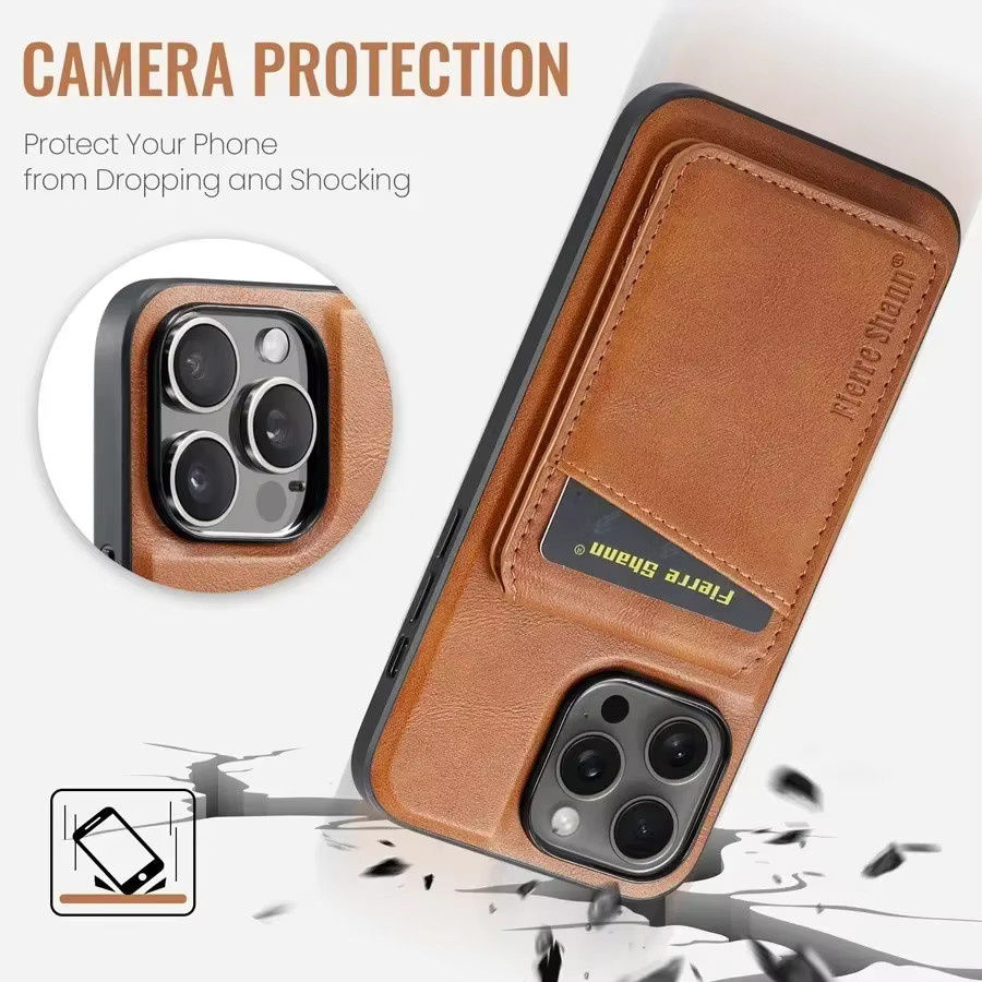 Magnetische Brieftasche und abnehmbare MagSafe-Telefonhülle für Apple iPhone 17, 17Air, 17Pro, 17ProMax und 16 Pro Max in Grün und Braun - Bild 4