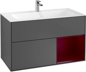 V&B Finion Waschtischunterschrank mit Wandbeleuchtung, Anthrazit matt, Breite: 99,6 cm, Höhe: 49,8 cm - Bild 1