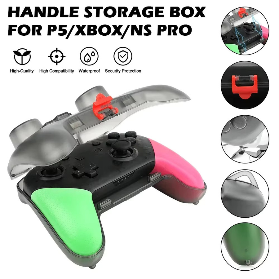 Ispoofer Transparente Schutzhülle mit Griff für Xbox Series S/X, PS5 und Nintendo Switch Pro Controller - Bild 1