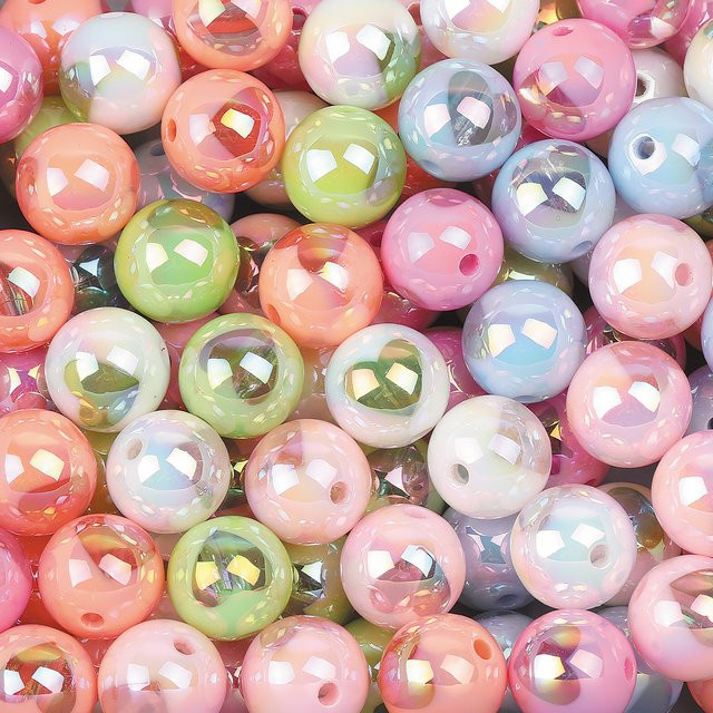 NASSBORO Acrylperlen, Herz in der Mitte, rund, Bunt, 16 mm, Unisex - Bild 1