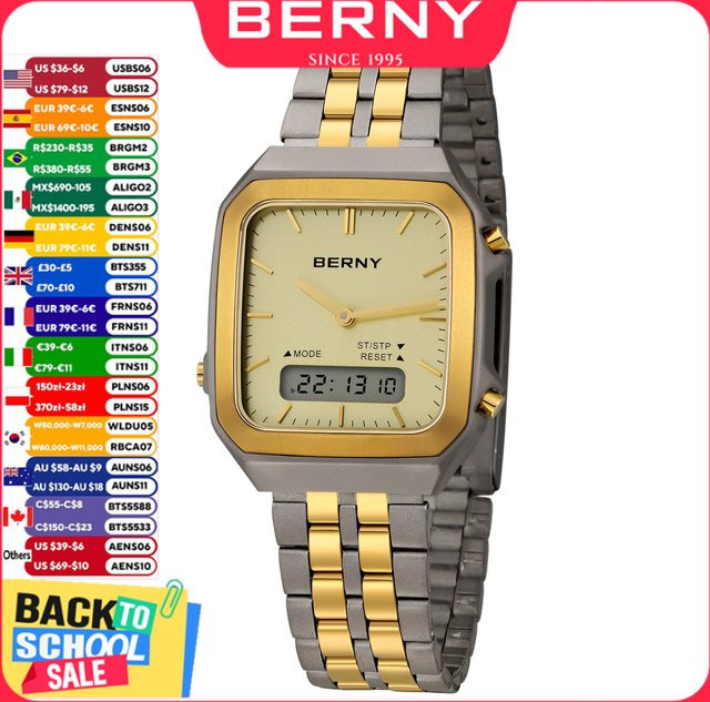BERNY Armbanduhr Titan, Quarz, eckig, Saphirglas, Herren - Bild 1