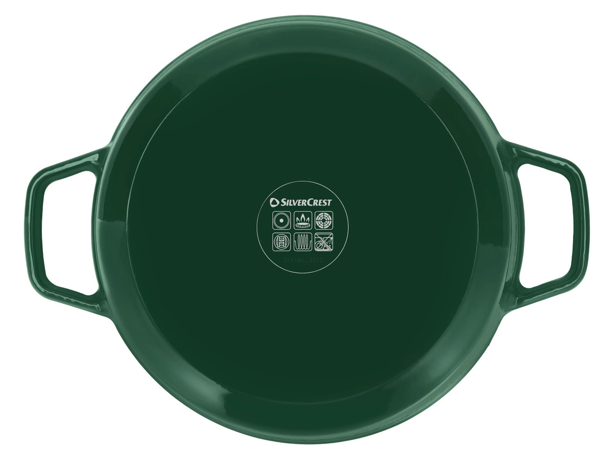 SILVERCREST Premium Gusseisentopf aus emailliertem Gusseisen in Grün, Durchmesser: 25 cm - Bild 3