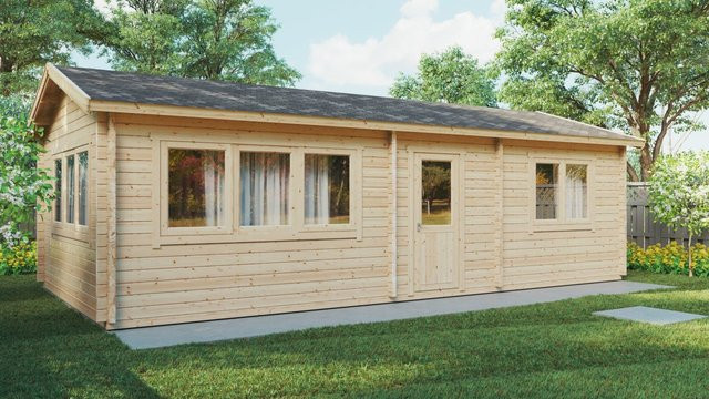 Blockhaus Hansa Holiday H mit Schlafzimmer als großes Ferienhaus und Blockbohlenhaus - Bild 1