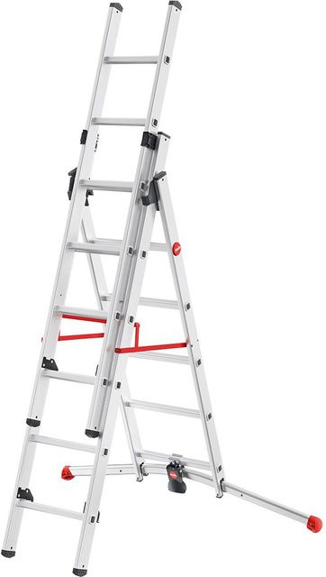 Hailo S100 ProfiLOT Aluminium Kombileiter 3-teilig in Silber und Rot - Bild 1