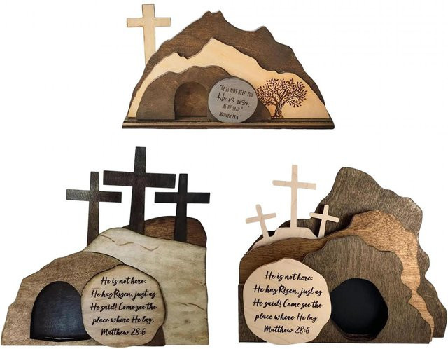 Kesoto Grabfigur Kreuz-Dekoration aus Holz in Braun mit floralem Design, Höhe: 25,0 cm, Breite: 15,0 cm - Bild 1