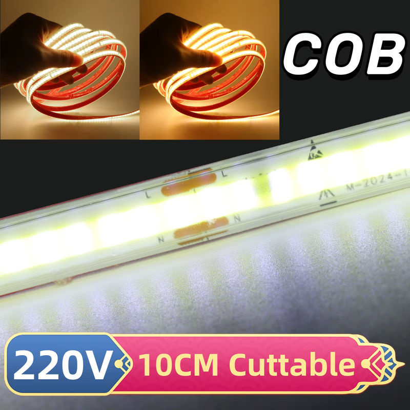 HEGEHE RGBIC COB-LED-Streifen, wasserdichter IP65 LED-Lichtstreifen in Weiß, 220 V intelligente IC-Leuchten, selbstklebend und schneidbar für Schrank und Kleiderschrank, Länge: 10 m - Bild 2