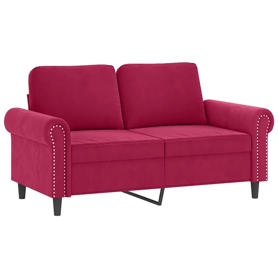 vidaXL 2-Sitzer-Sofa in Weinrot mit Zierkissen aus Samt und Metallgestell - Bild 2