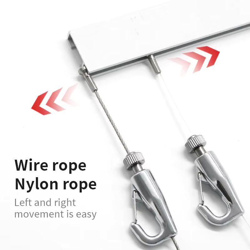 4er-Set lekefever T-förmige Kabelschlingen aus Edelstahldraht und Nylon mit verstellbarem Haken in Silber für Licht- und Foto-Aufhängungen - Bild 2