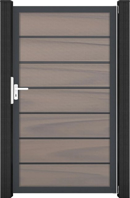 GroJa Tor Solid Grande Premium Aluminium-Einzeltor Bi-Color Braun B: 150 cm, H: 180 cm - Bild 1
