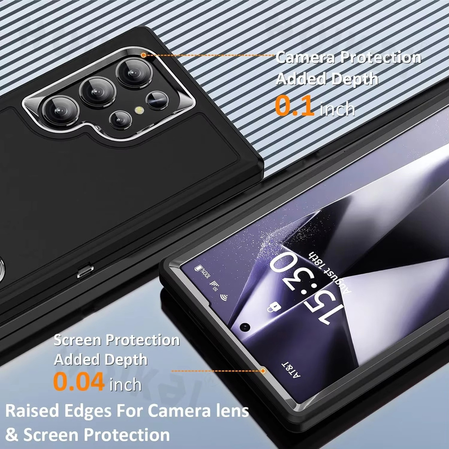 Stoßfeste Samsung Galaxy S25 Ultra, S24 Ultra und S23 Ultra Schutzhülle mit Ständer in Schwarz - Bild 2