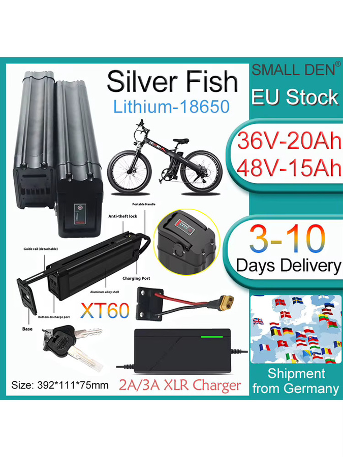Silver Fish Lithium-Ionen-Akku für faltbare E-Bikes mit integriertem 30A BMS und XLR-Ladegerät - Bild 5
