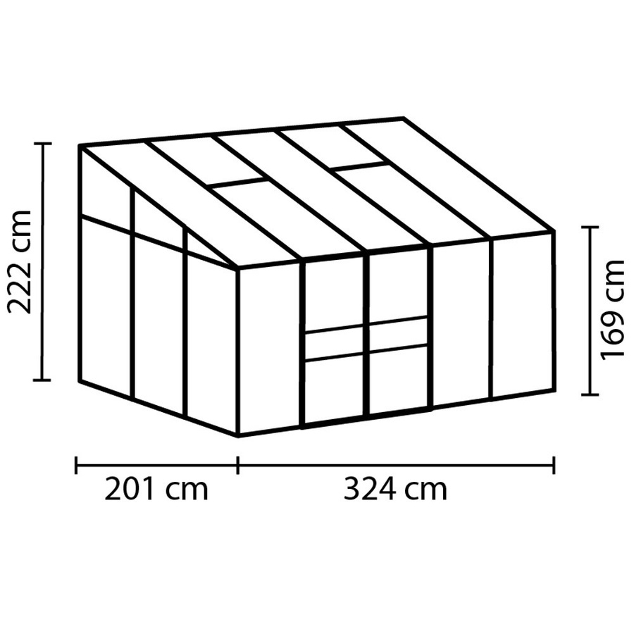 Vitavia Anlehn-Gewächshaus Osiris 6500 in Silber mit Aluminiumrahmen, 6,5 m², Pultdach, Doppel-Schiebetür und Dachfenster - Bild 2